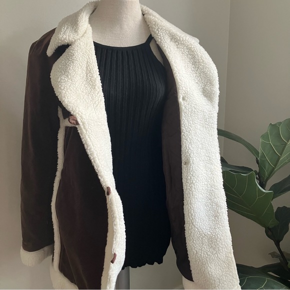 Retro Y2K Sherpa Lined 70s Inspired Coat - Picture 6 of 7